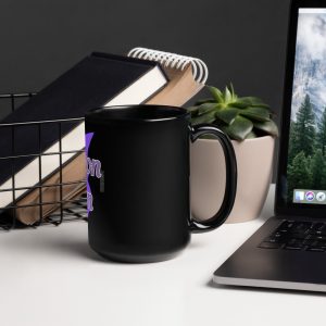 Violet Dragon with Dragon Born Black Glossy Mug